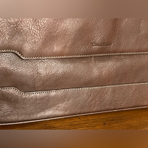 COLE HAAN Dark Brown Genuine Leather Front Flap Underarm Portfolio Briefcase - Picture 13 of 16
